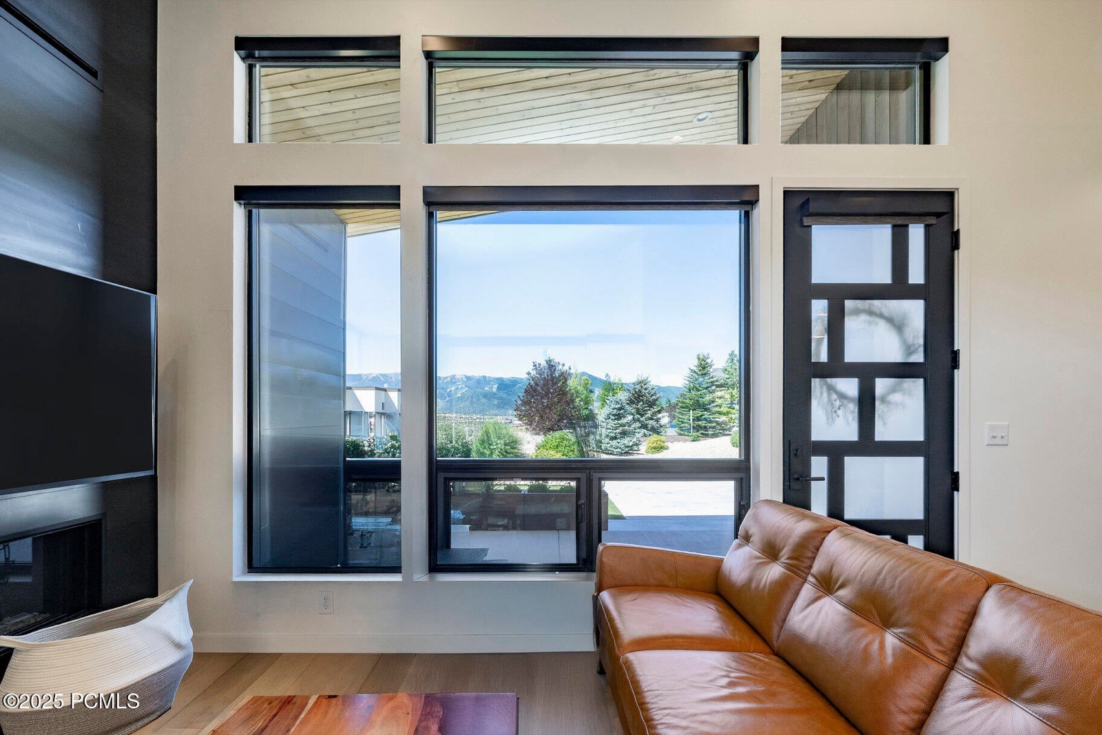 Living area with wall of glass